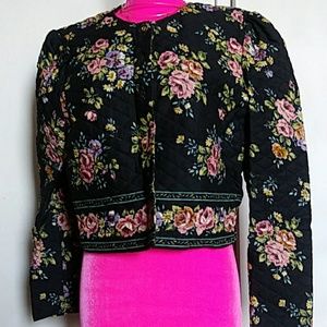 Vintage floral print quilted blazer